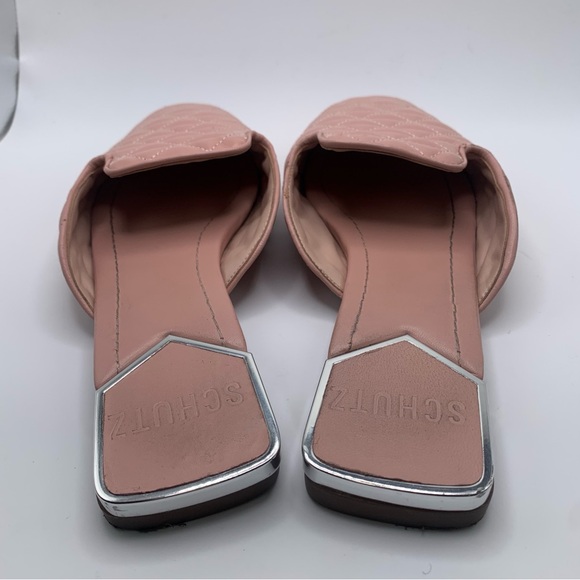 Schutz Adra Quilted Leather Flat Mules size 7B pink slip on 1299 - Picture 4 of 11